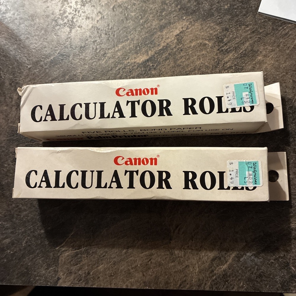 Two Canon Palm Printer Calculator Paper Rolls Box of 5 Rolls 1.5" W x 32' L NEW